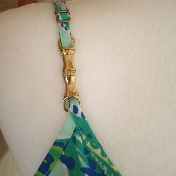 Lilly Pulitzer Keep It Current Blue Green Silk Spaghetti Strap Silk Blouse Small - Picture 4 of 7